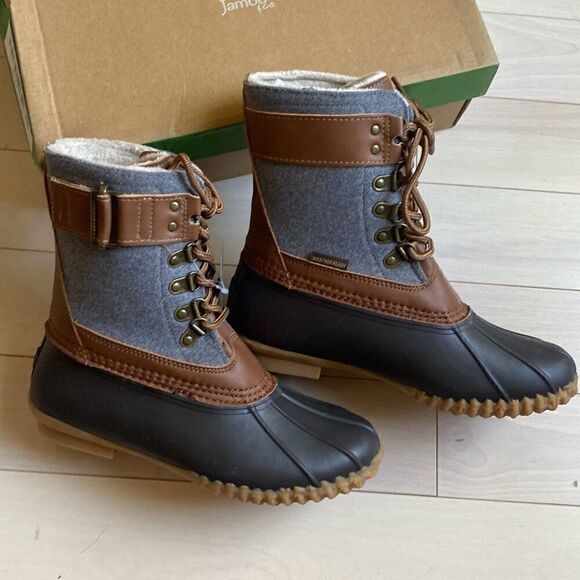 JBU by Jambu Women's Calgary Water Resistant Mid Duck Boots Tan Gray Size 6 NWT - Picture 1 of 5